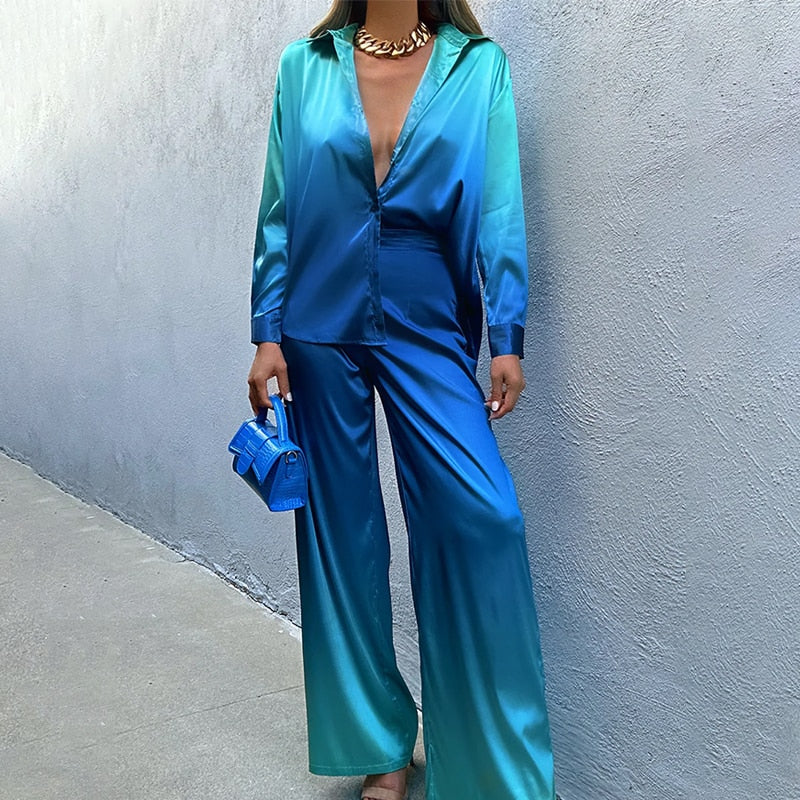 Dorothea - Set van losse blouse en gradiëntbroek