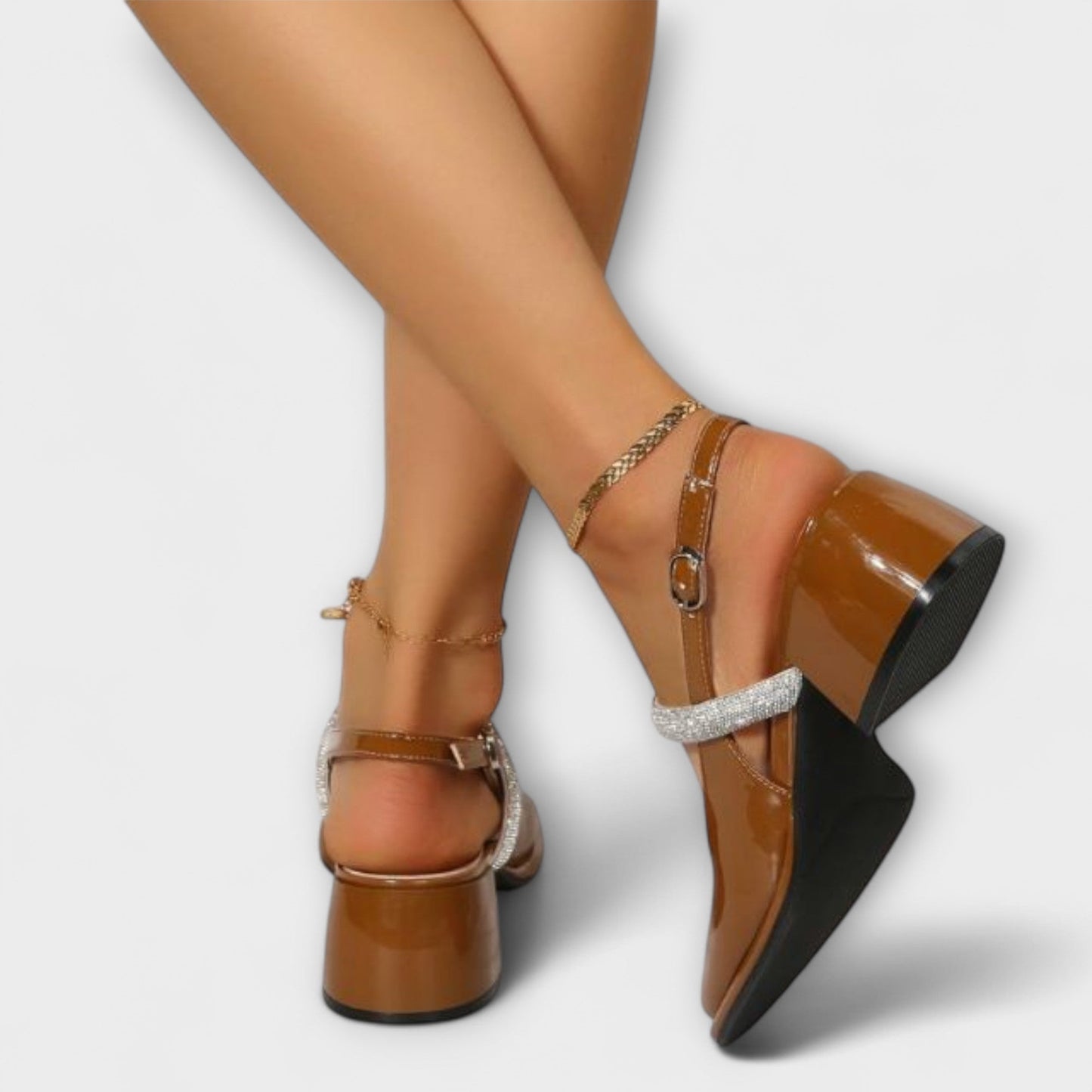 Celandra - Mary Janes met glitterbandje en blokhak