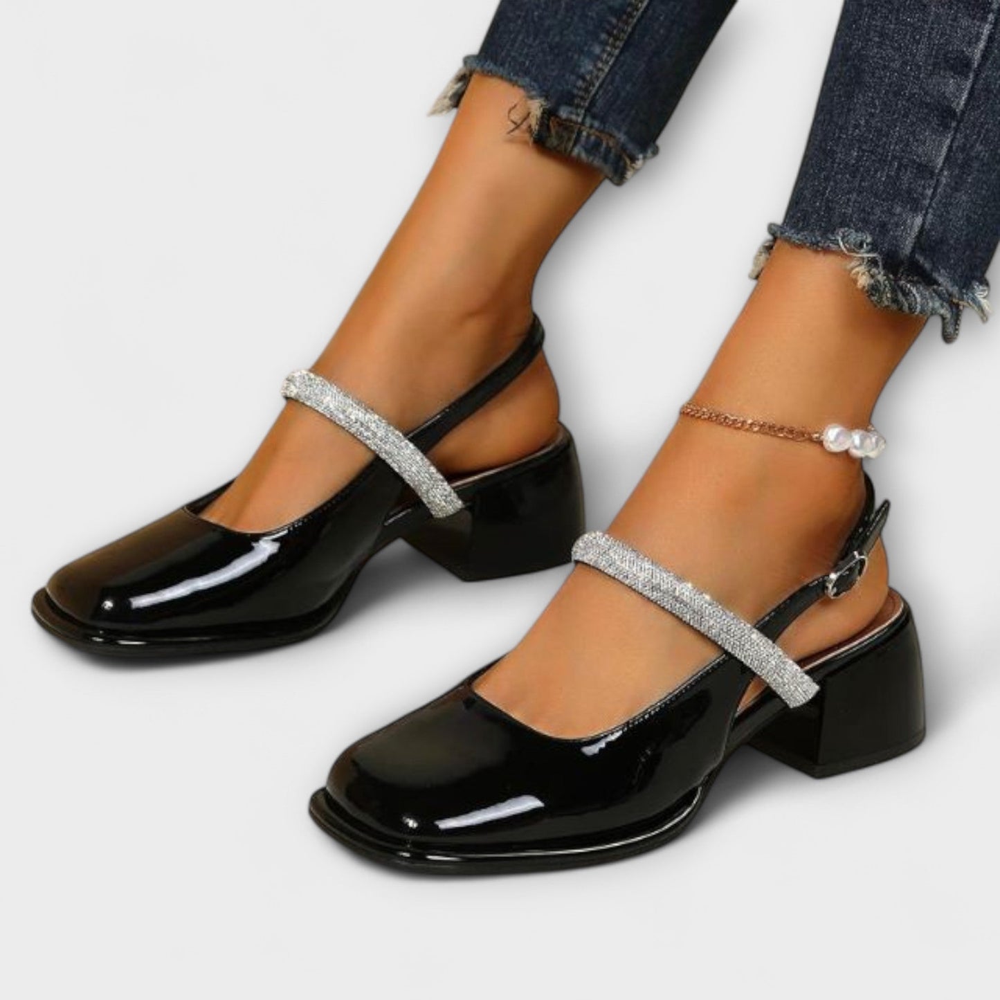 Celandra - Mary Janes met glitterbandje en blokhak