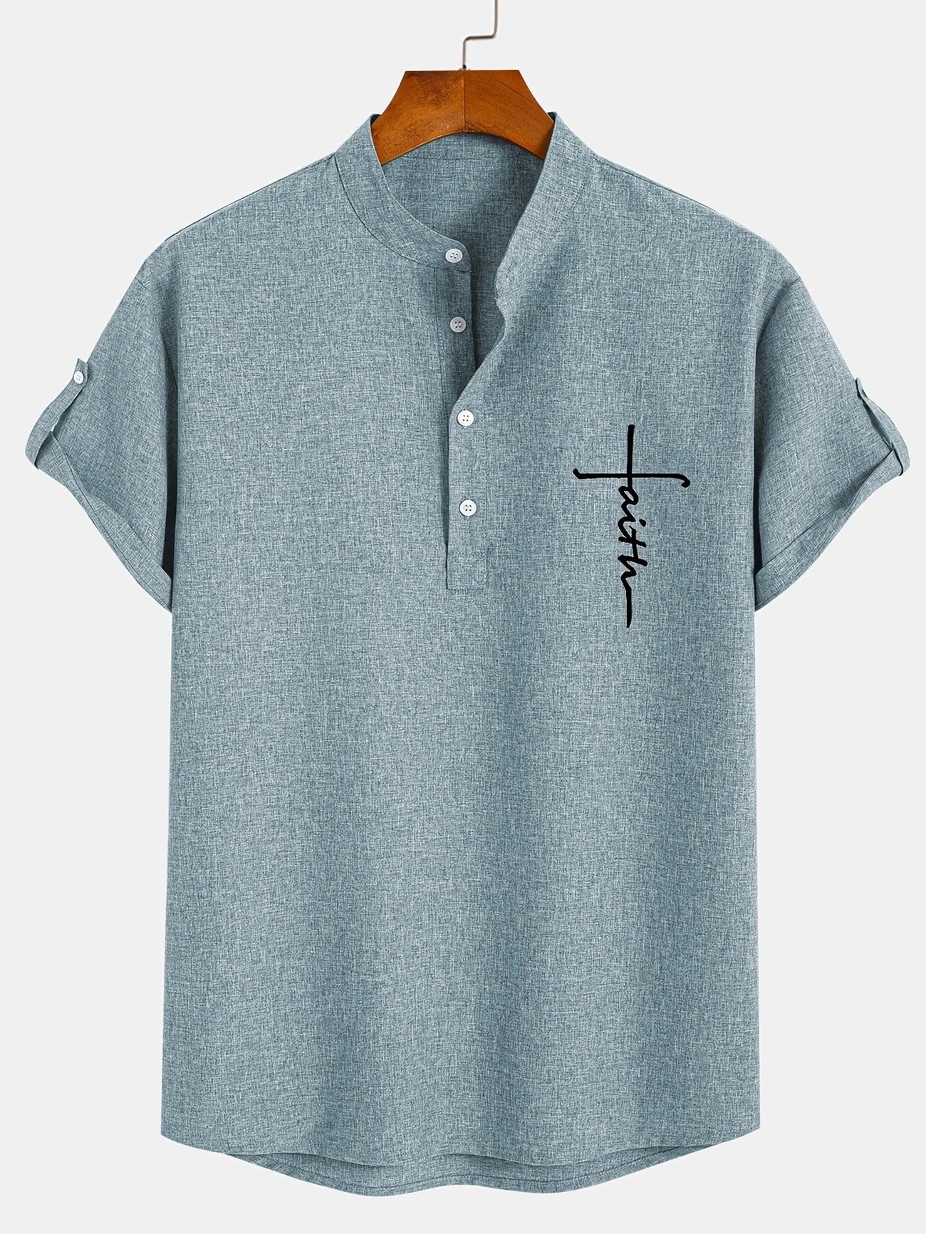 Elliott – Elegant overhemd met korte mouwen en opstaande kraag