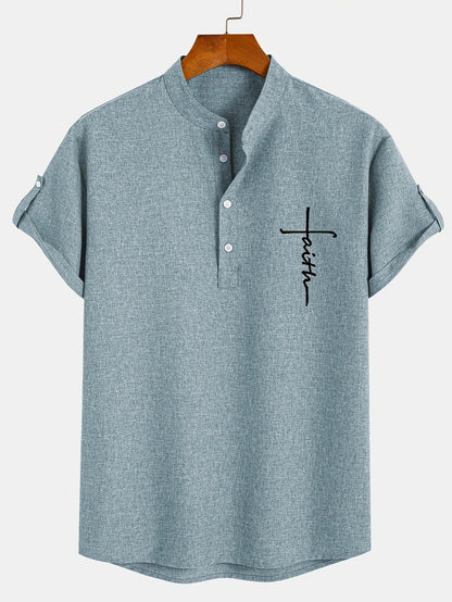 Elliott – Elegant overhemd met korte mouwen en opstaande kraag