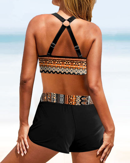Maryan - Bikini met geometrisch patroon en hoge elastische taille