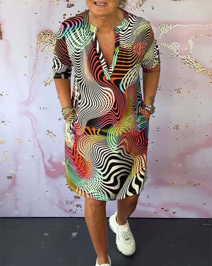 Diane - Kleurrijke V-halsjurk