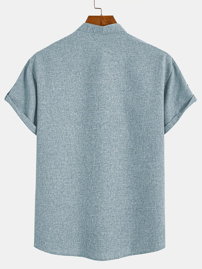 Elliott – Elegant overhemd met korte mouwen en opstaande kraag