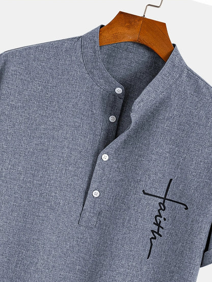 Elliott – Elegant overhemd met korte mouwen en opstaande kraag