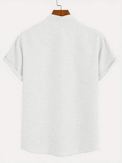 Elliott – Elegant overhemd met korte mouwen en opstaande kraag