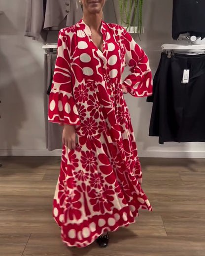 Cora™ | Elegante bedrukte maxi-jurk