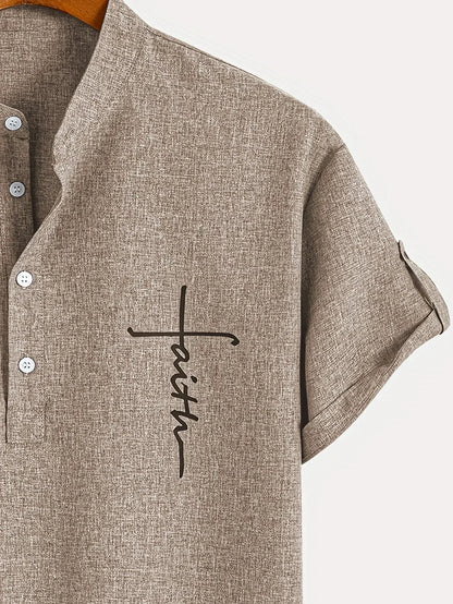 Elliott – Elegant overhemd met korte mouwen en opstaande kraag