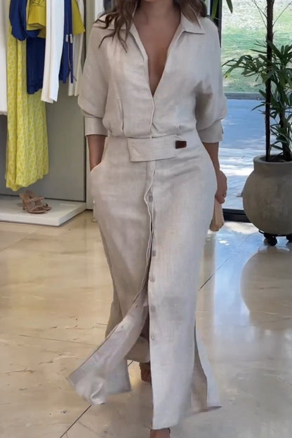 Jeanette | V-hals maxi-jurk