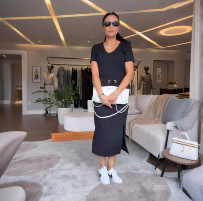 Elegante V-hals top en rokset