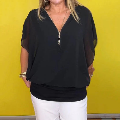 FREDERIKA - CHIFFON TOP MET RITS