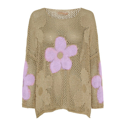 Dames zomerse gebreide pullovertop met uitgesneden zoom