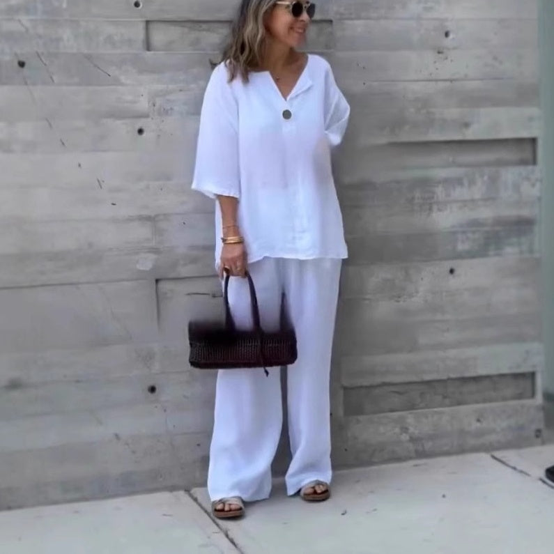 2-delige set van top en broek in losse pasvorm voor dames